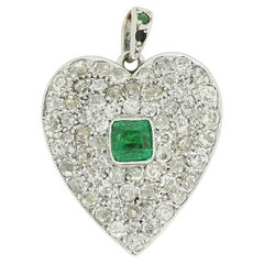 Vintage Smaragd und Diamant Herz Medaillon Anhänger