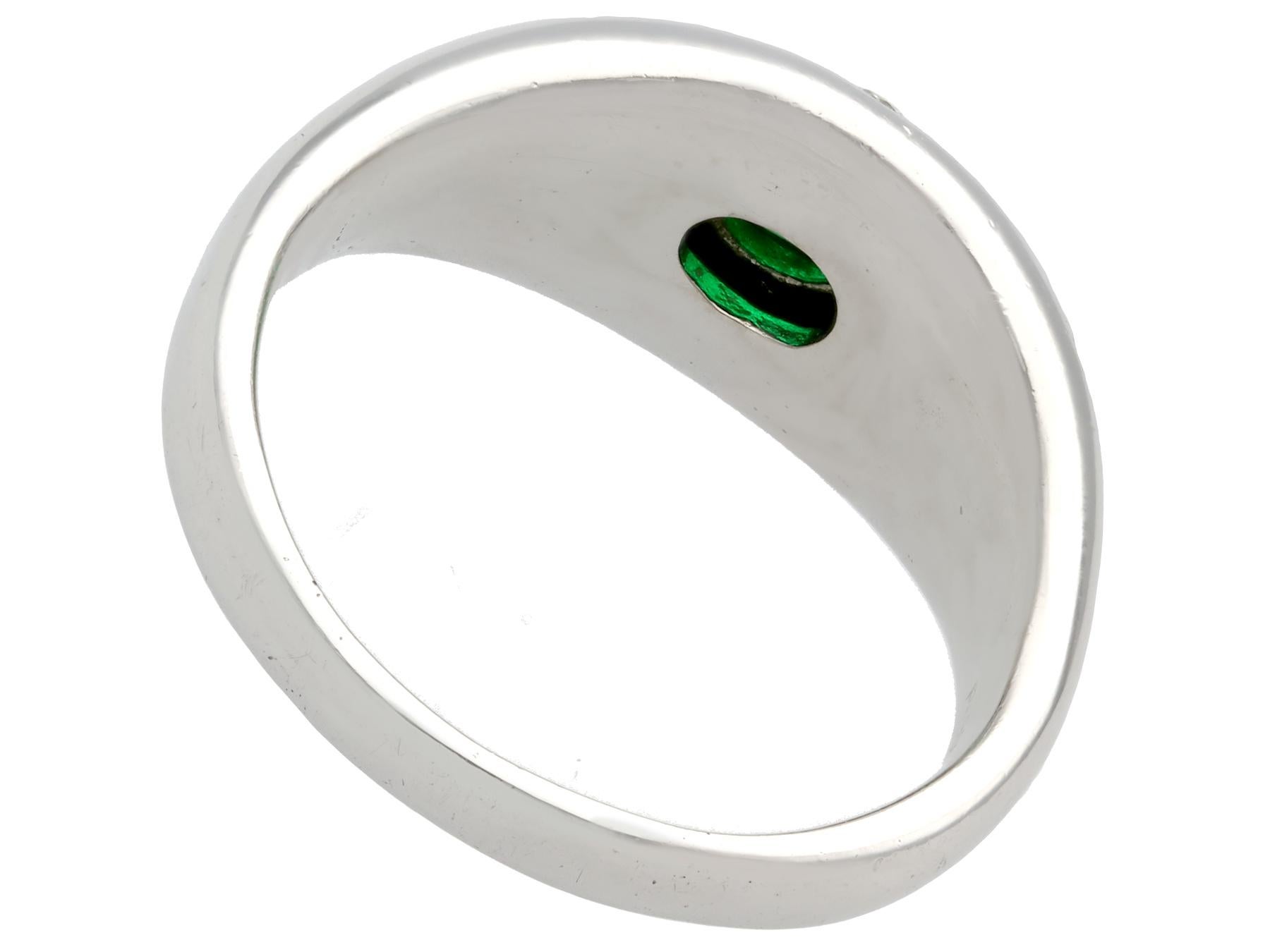 Oval Cut Vintage Emerald and Diamond Platinum Cocktail Ring circa 1970