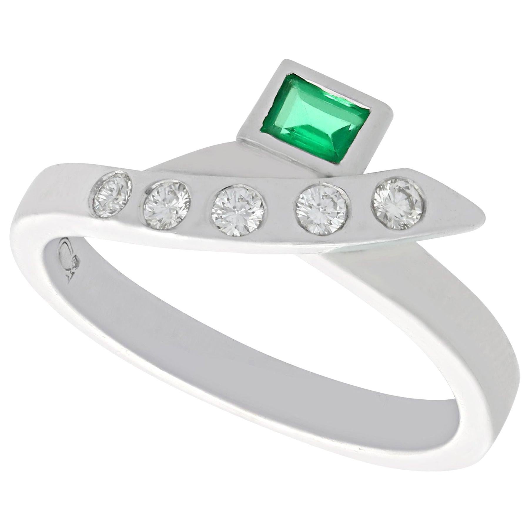 Vintage Emerald and Diamond Platinum Cocktail Ring