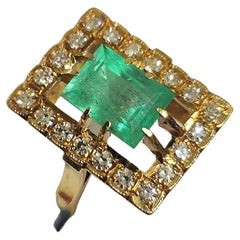 Emerald And Diamond Russian Gold Ring