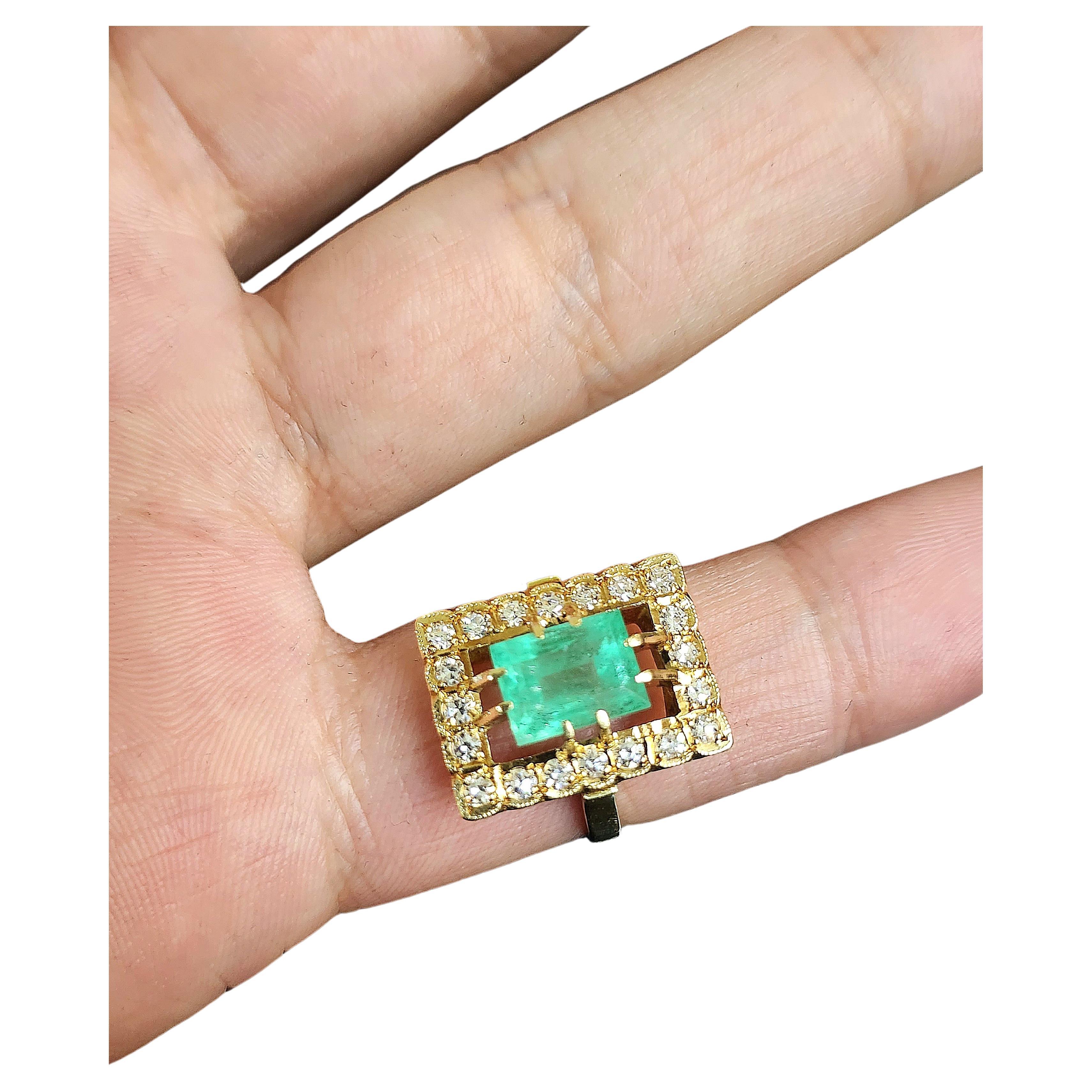 Women's  Emerald And Diamond Russian Gold Ring For Sale