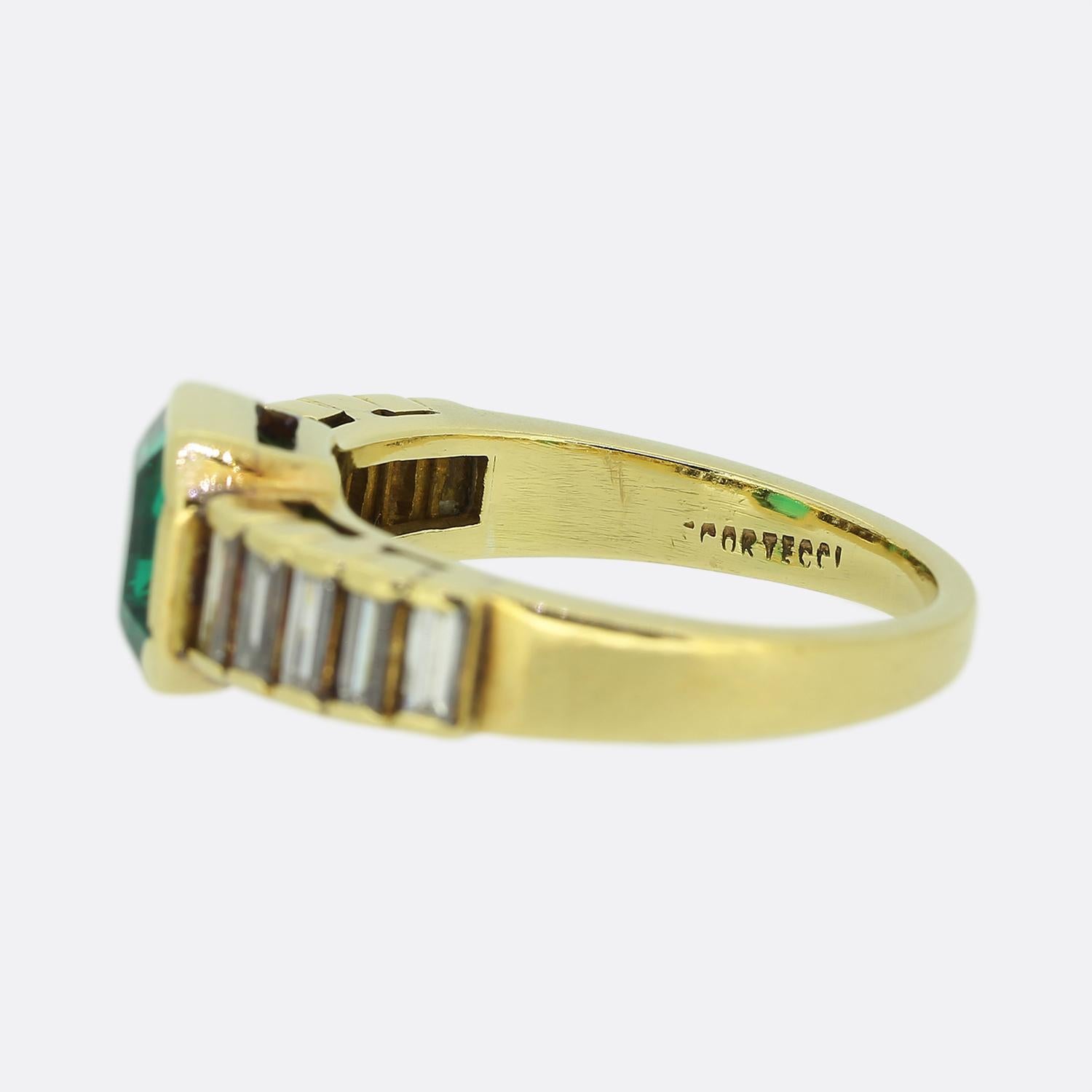 Women's or Men's Vintage Emerald and Diamond Ring