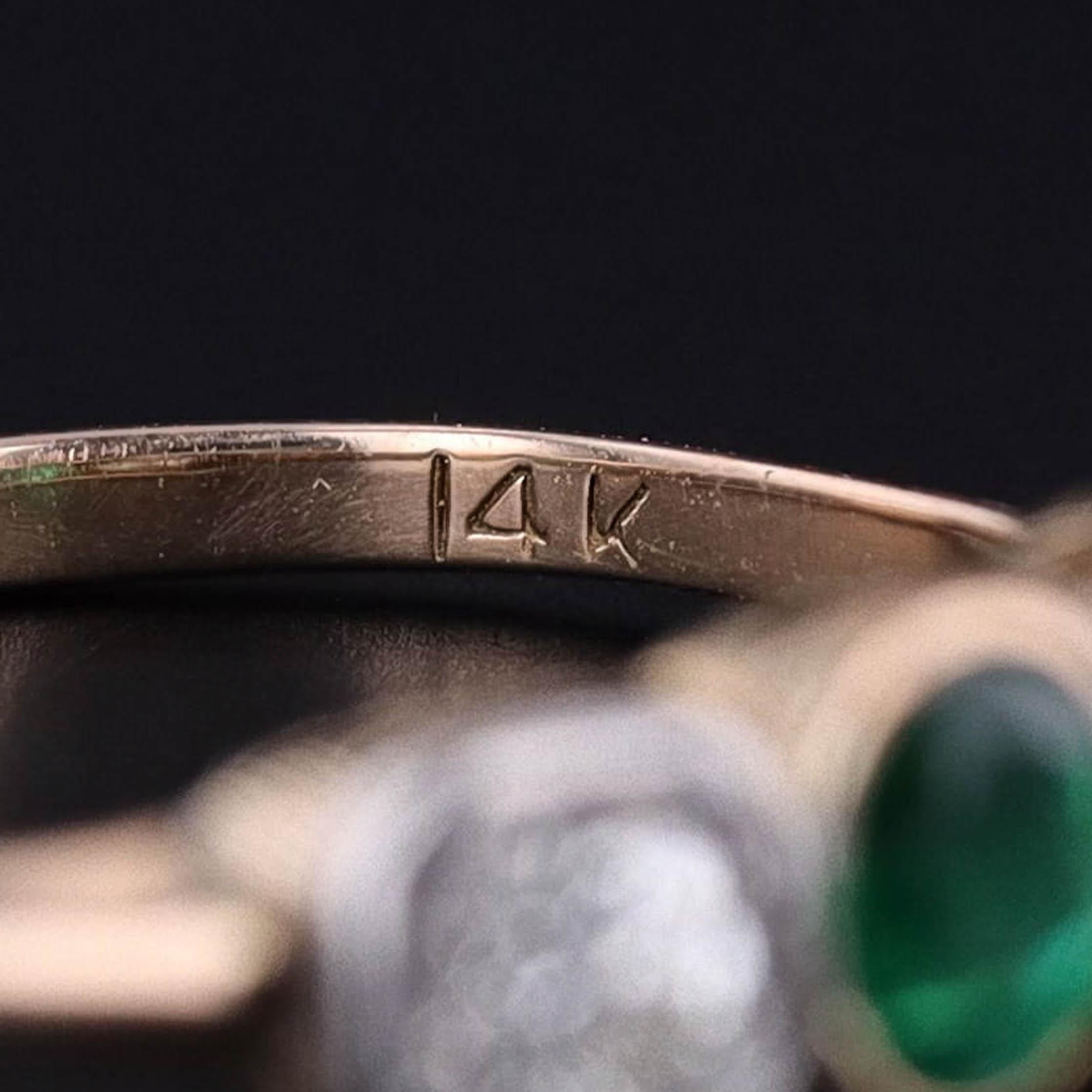 Anello vintage con smeraldo e diamante in oro 14k In condizioni buone in vendita a Lewisburg, PA
