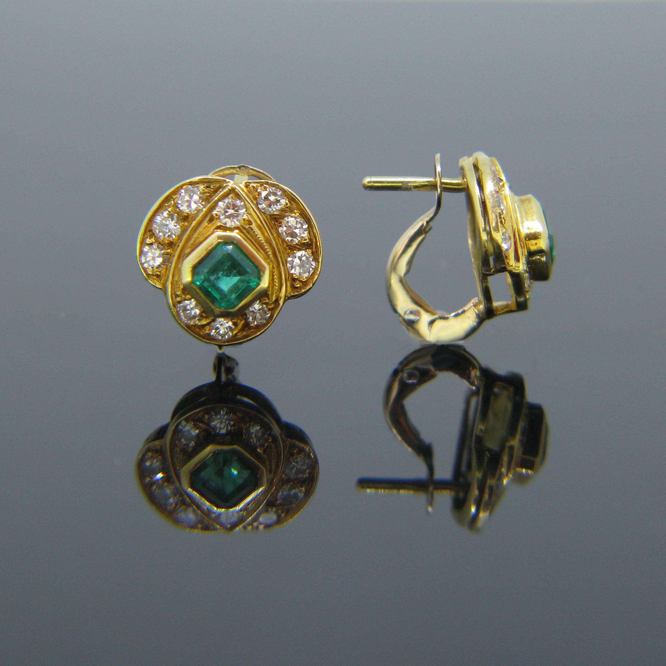 vintage emerald and diamond earrings