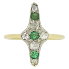 Used Emerald and Old Cut Diamond Ring