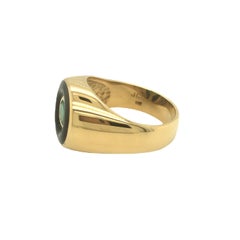 Vintage Emerald and Onyx Men's Ring 18K Yellow Gold