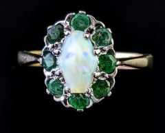 Vintage Emerald and Opal ring, 9k gold, cluster ring