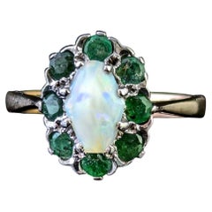 Vintage Emerald and Opal ring, 9k gold, cluster ring