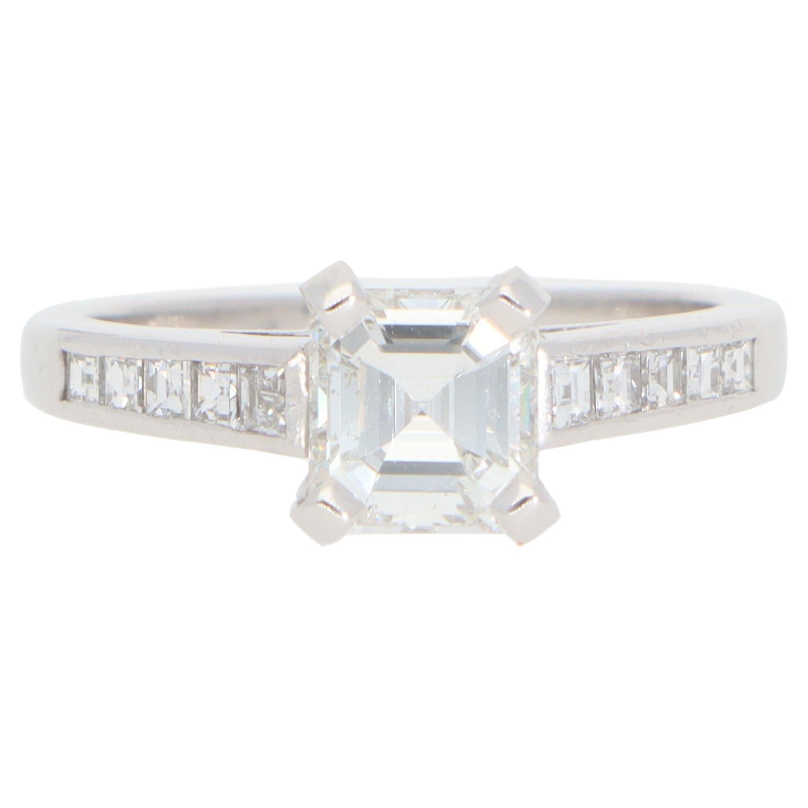 Vintage Emerald-Cut 1.04ct Diamond Ring in Platinum