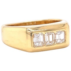 Vintage Emerald Cut Diamond 18 Karat Gold Ring