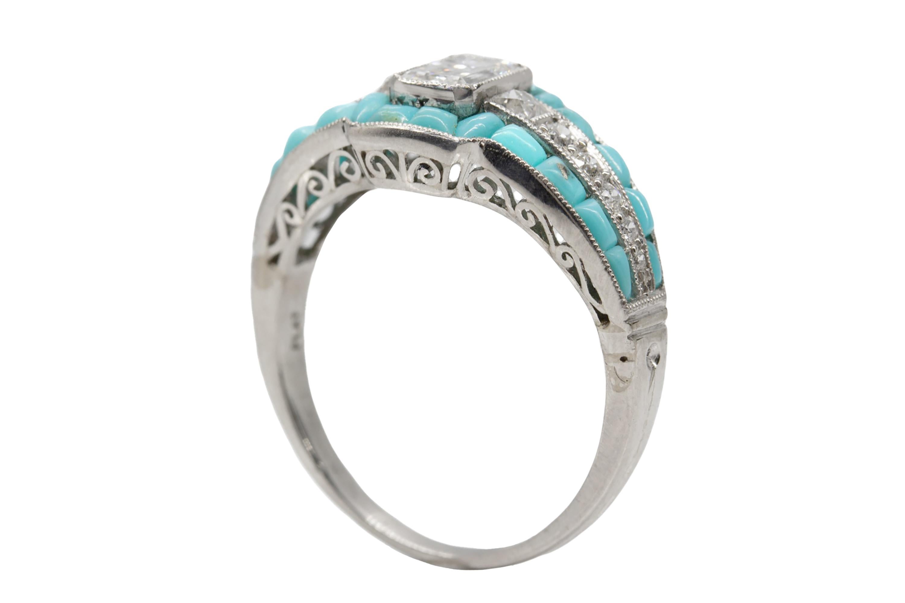 emerald cut turquoise ring