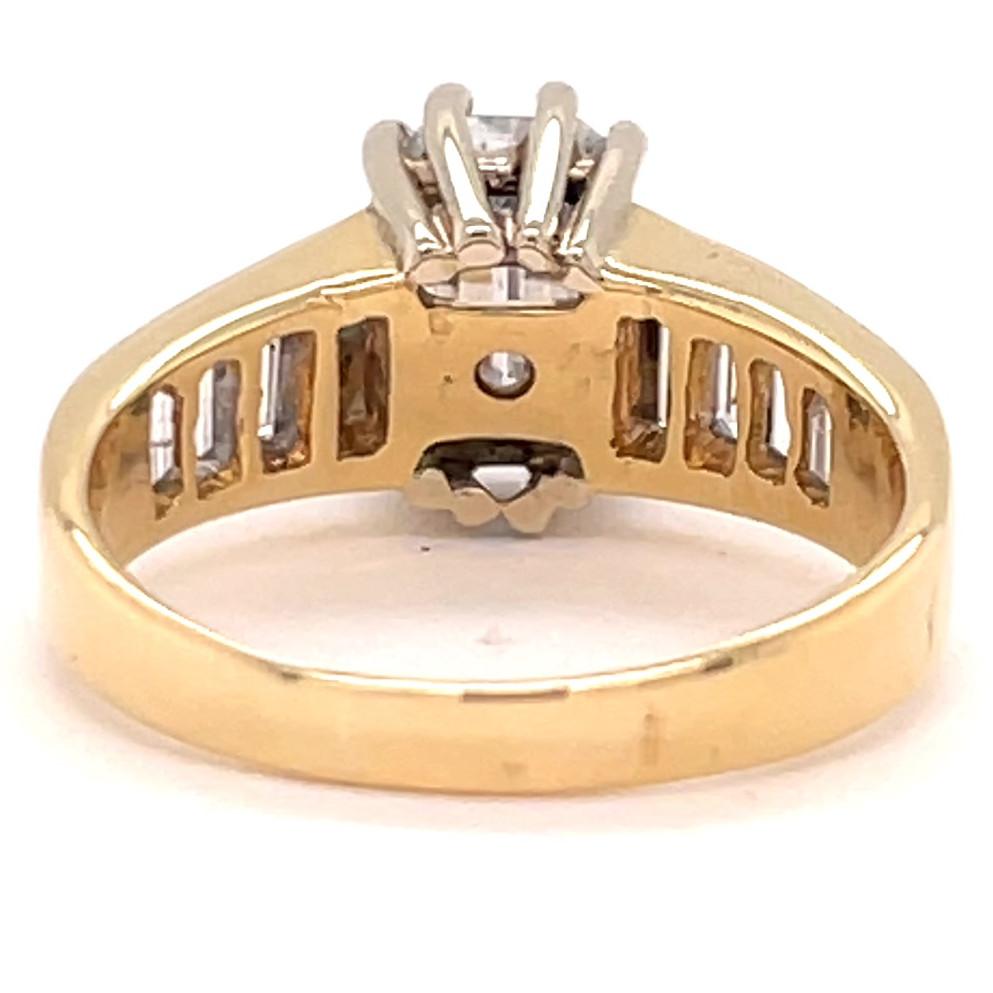 Women's or Men's Vintage Emerald Cut Diamond Gold Engagement Ring