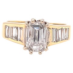Vintage Emerald Cut Diamond Gold Engagement Ring