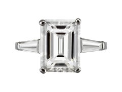 Vintage Emerald-Cut Diamond Solitaire Ring, circa 1960
