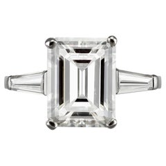 Vintage Emerald-Cut Diamond Solitaire Ring, circa 1960