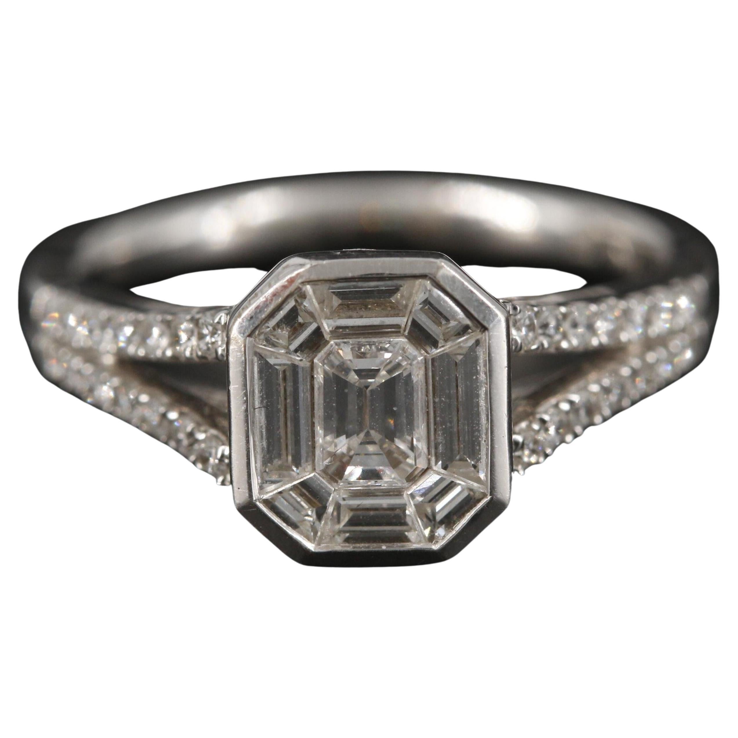 Customizable Vintage Emerald Cut Emerald Diamonds Engagement Ring For