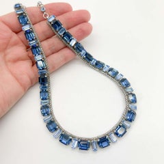 Vintage Emerald Cut Sapphire Crystal Riviere 1950s