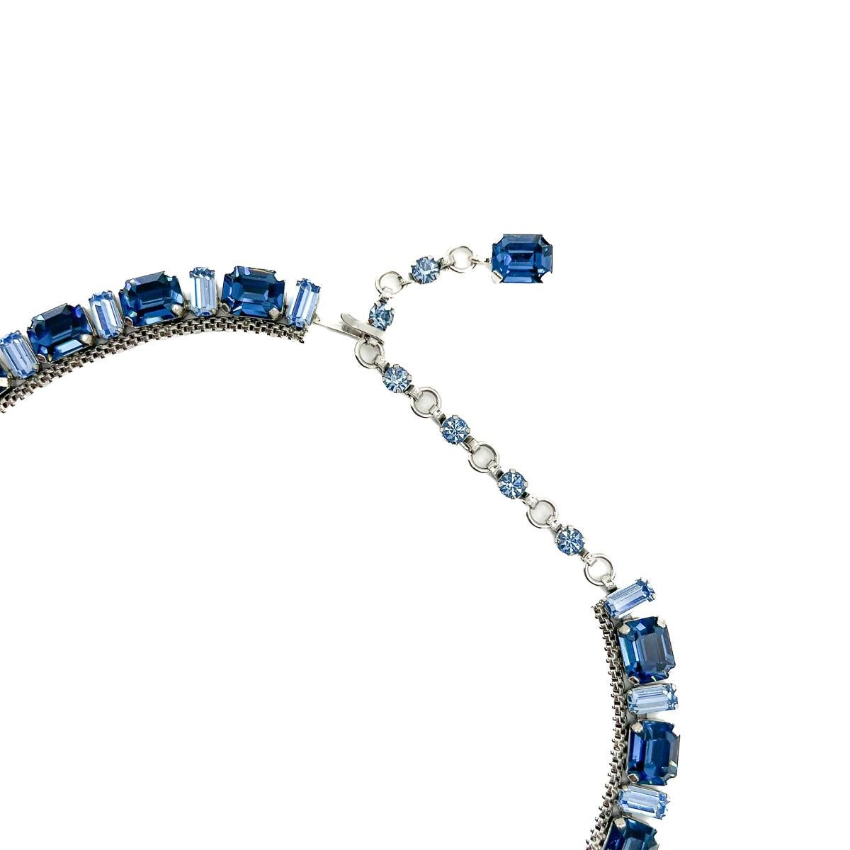 Vintage Emerald Cut Sapphire Crystal Riviere 1950s In Good Condition For Sale In Wilmslow, GB