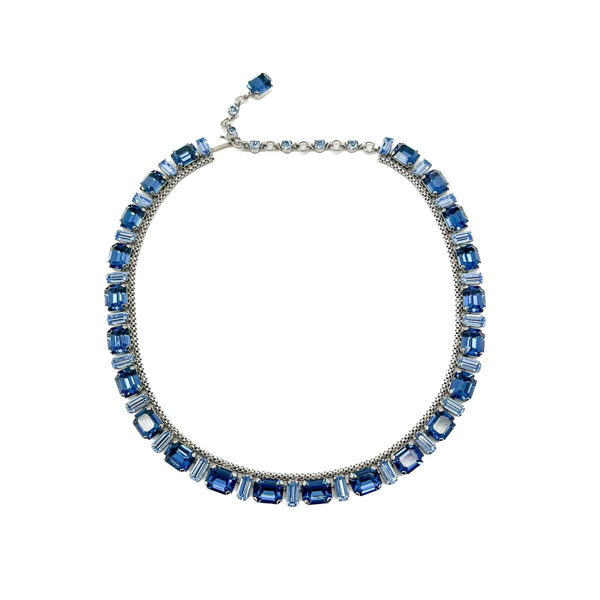 Vintage Emerald Cut Sapphire Crystal Riviere 1950s For Sale 1