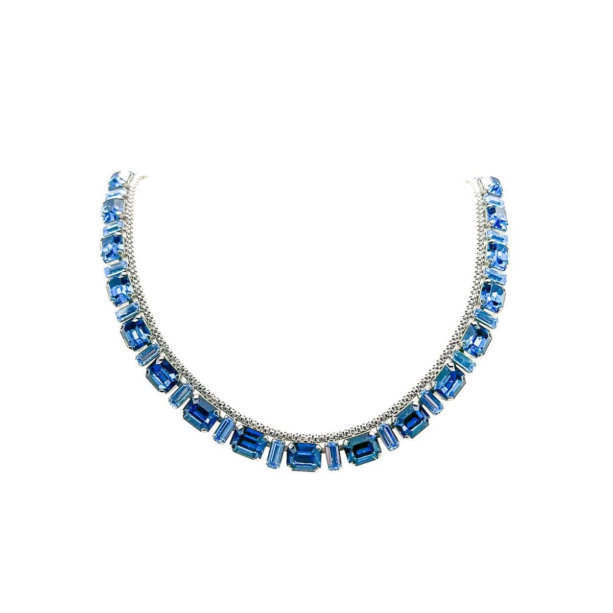 Vintage Emerald Cut Sapphire Crystal Riviere 1950s For Sale 2