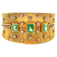Vintage Emerald Diamond 18 Vintage Emerald Diamond 18 Karat Yellow Gold Bracelet