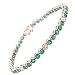 Vintage Emerald Diamond 18K White Gold Bracelet Vintage Emerald Diamond 18K White Gold Bracelet