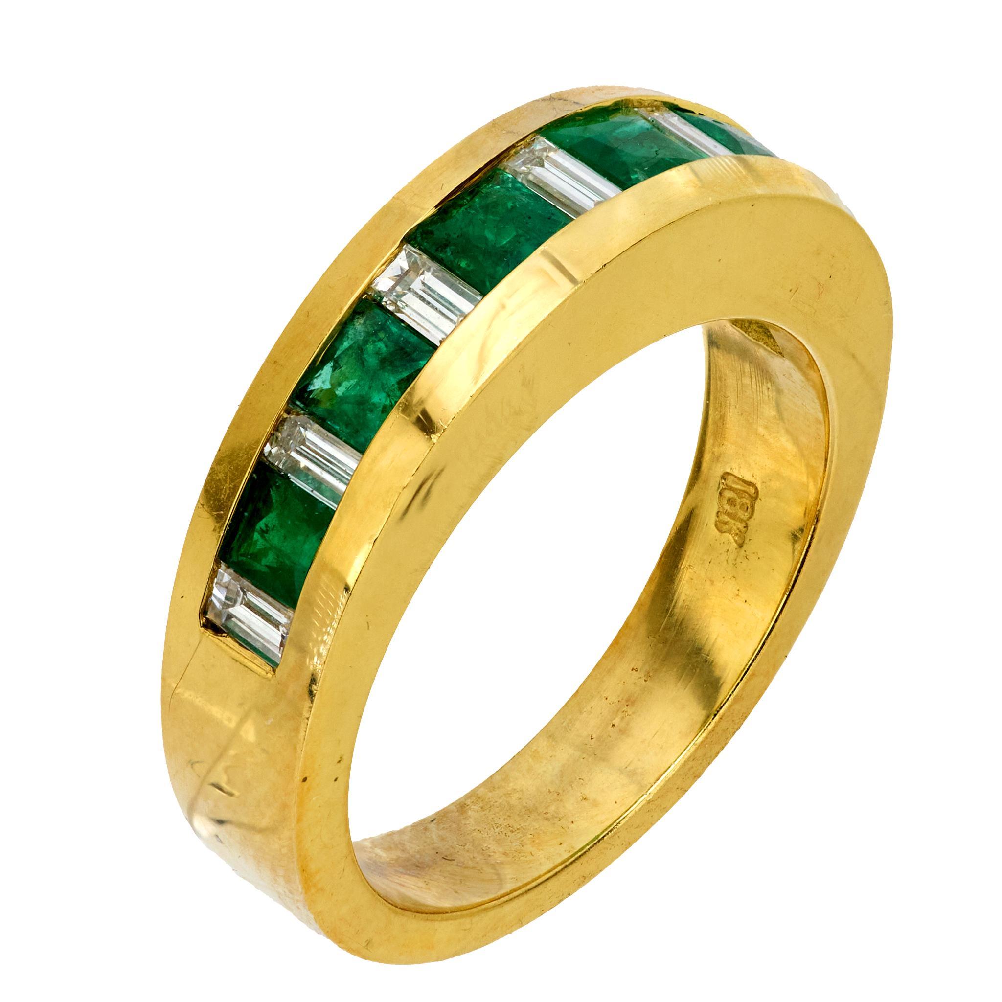 Bracelet vintage en or jaune 18k avec émeraude et diamant