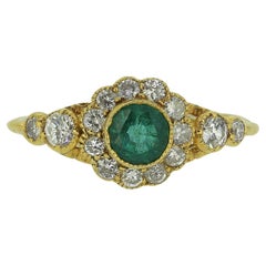 Vintage Emerald Diamond Cluster Ring