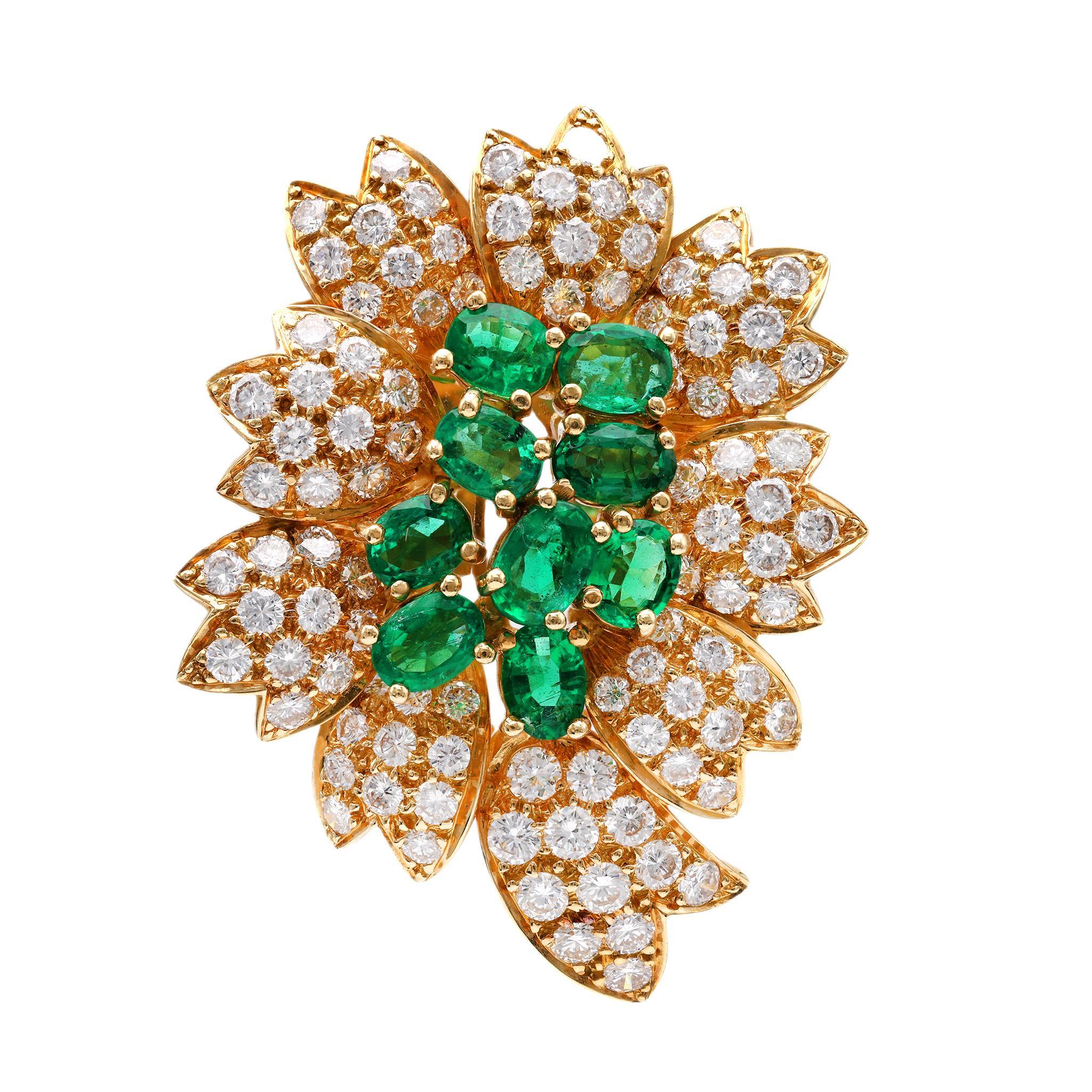 Vintage Smaragd Diamant Perle Gold Halskette im Zustand „Hervorragend“ in Beverly Hills, CA
