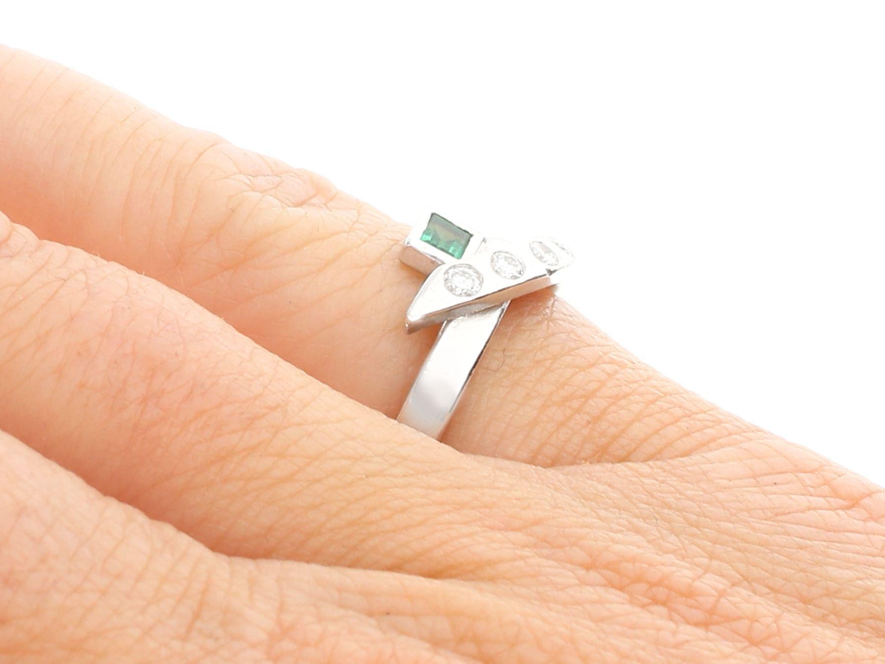 Vintage Emerald and Diamond Platinum Cocktail Ring For Sale 2