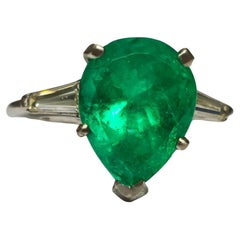 Vintage Emerald & Diamond Platinum Ring 'Certified'