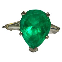Vintage Emerald & Diamond Platinum Ring (Certified)