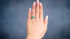 Vintage Emerald Diamond Platinum Ring