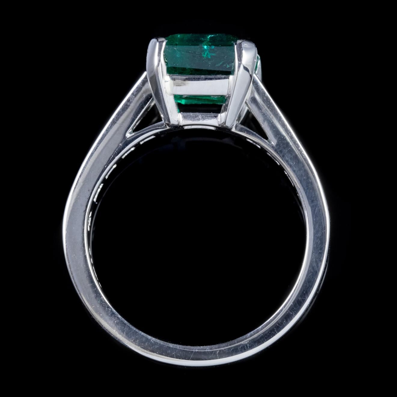 Vintage Emerald Diamond Ring Platinum 2.27ct Emerald 0.80ct Diamond Dated 1956 For Sale 1