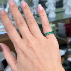 Vintage Emerald Eternity Band Ring in Platinum, Circa 1960, 2ctw Size 5