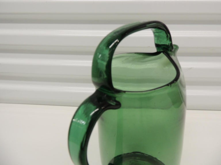 Vintage Emerald Green Art Glass Carafe/Pitcher For Sale at 1stDibs