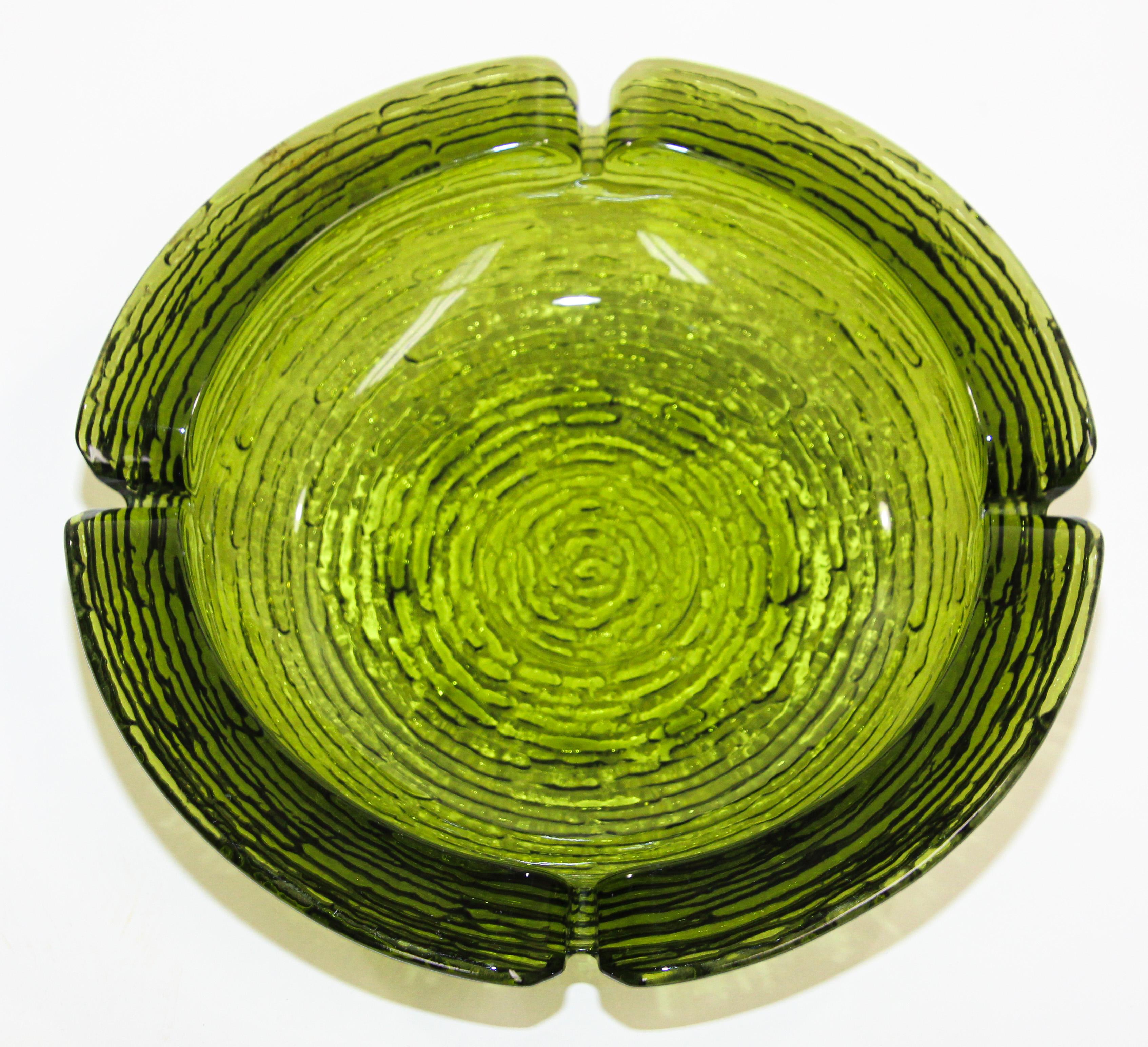American Vintage Emerald Green Blenko Glass Ashtray
