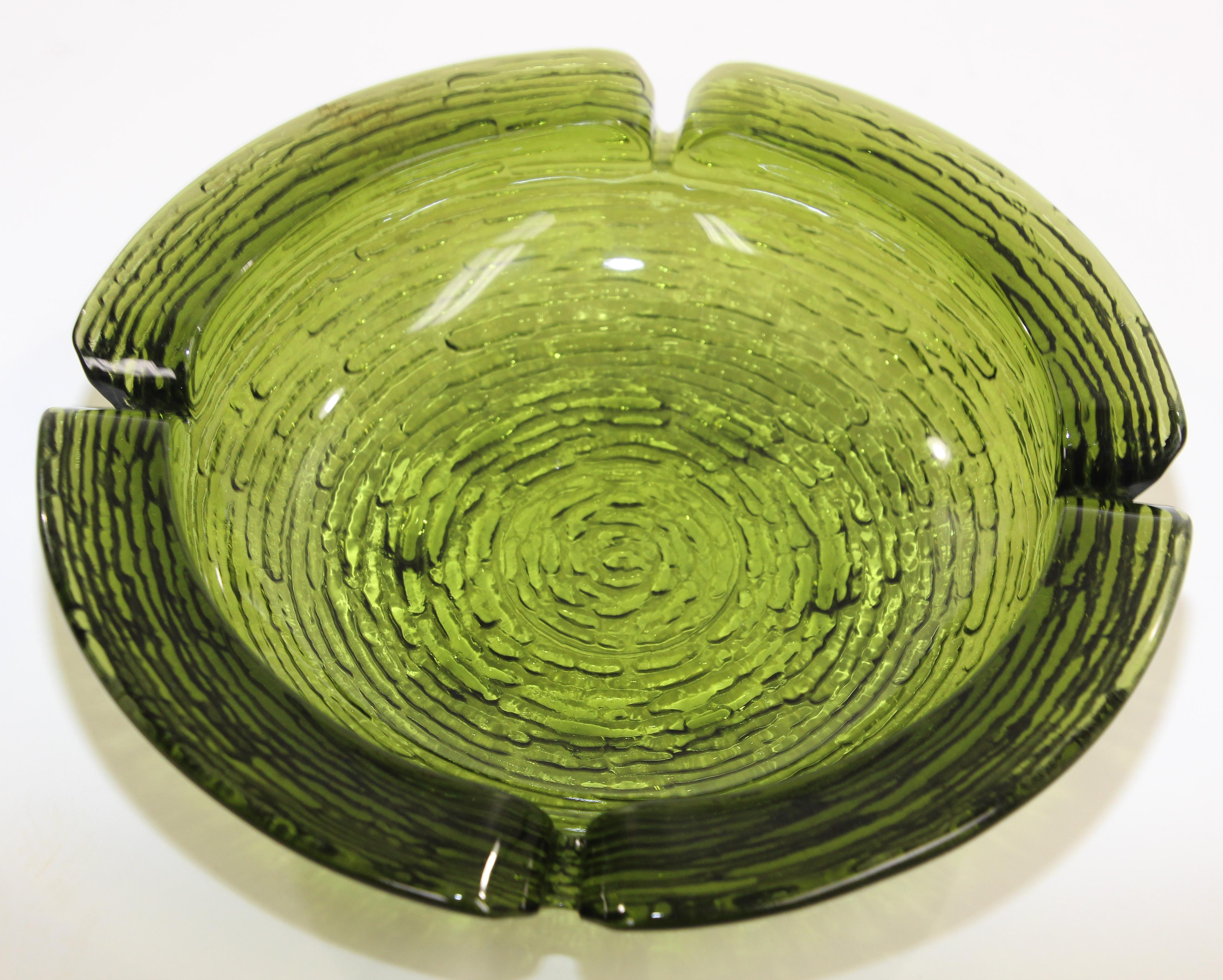 Cast Vintage Emerald Green Blenko Glass Ashtray