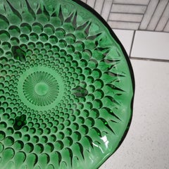 Vintage Emerald Green Footed Candy Dish in Hobnail Design