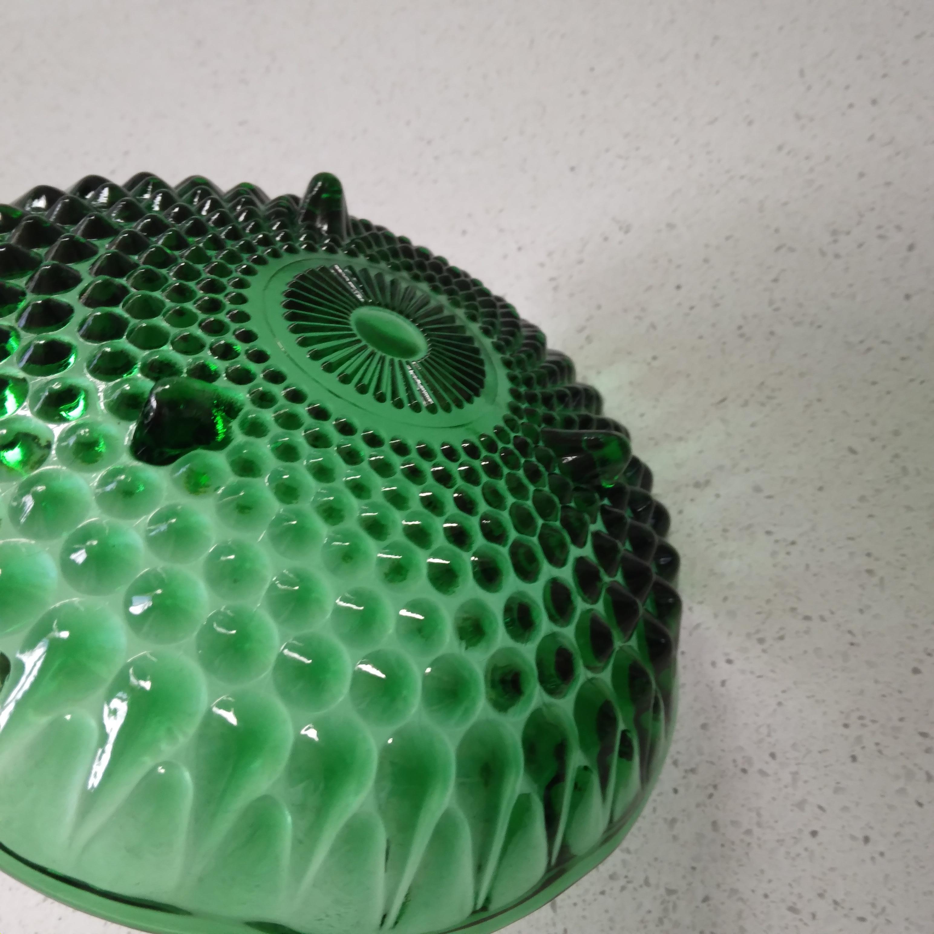 Vintage Emerald Green Footed Candy Dish in Hobnail Design In Good Condition For Sale In Munster, IN