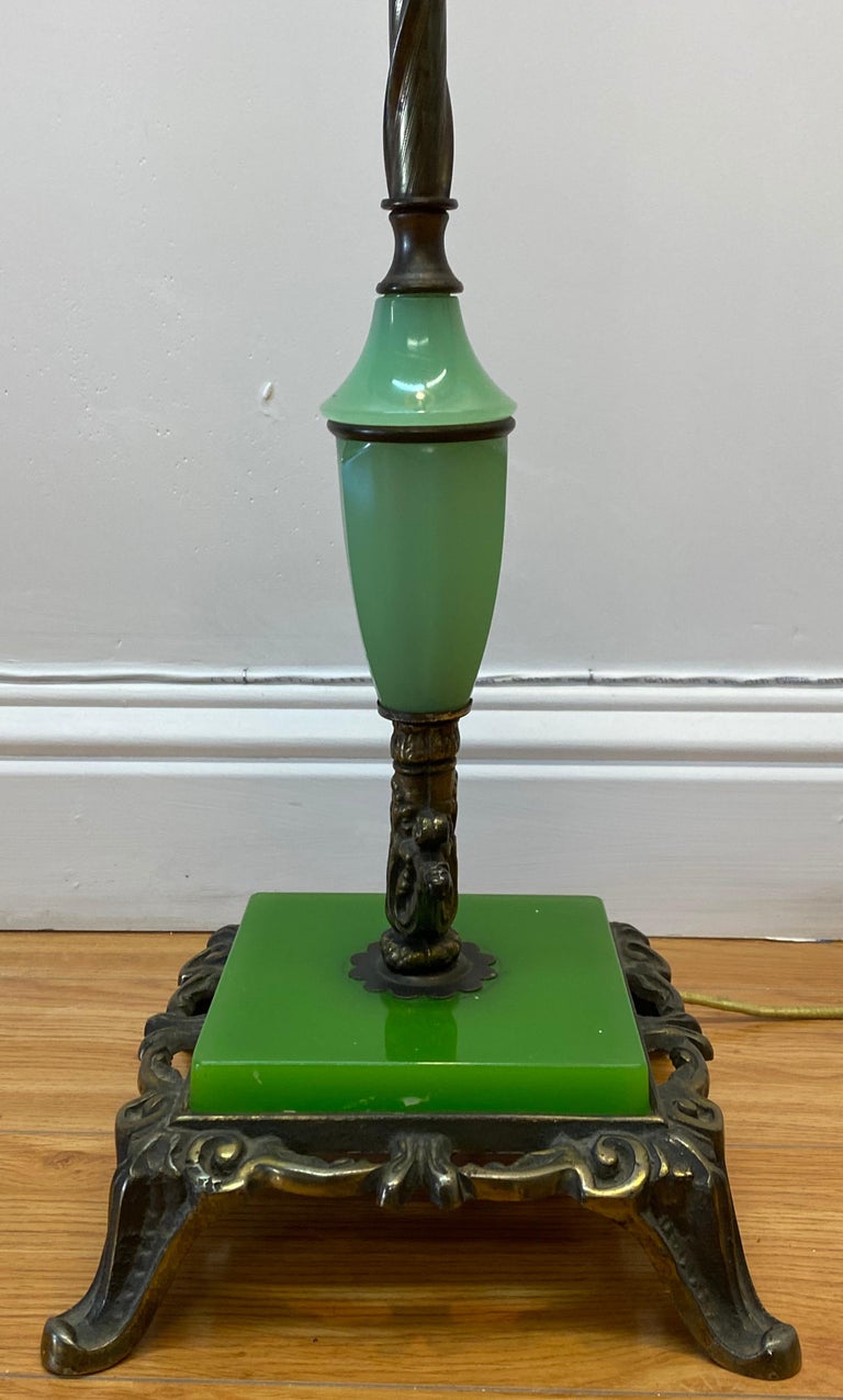 Vintage Emerald Green Glass and Metal Free Standing Floor Lamp, circa 1930 at 1stDibs vintage