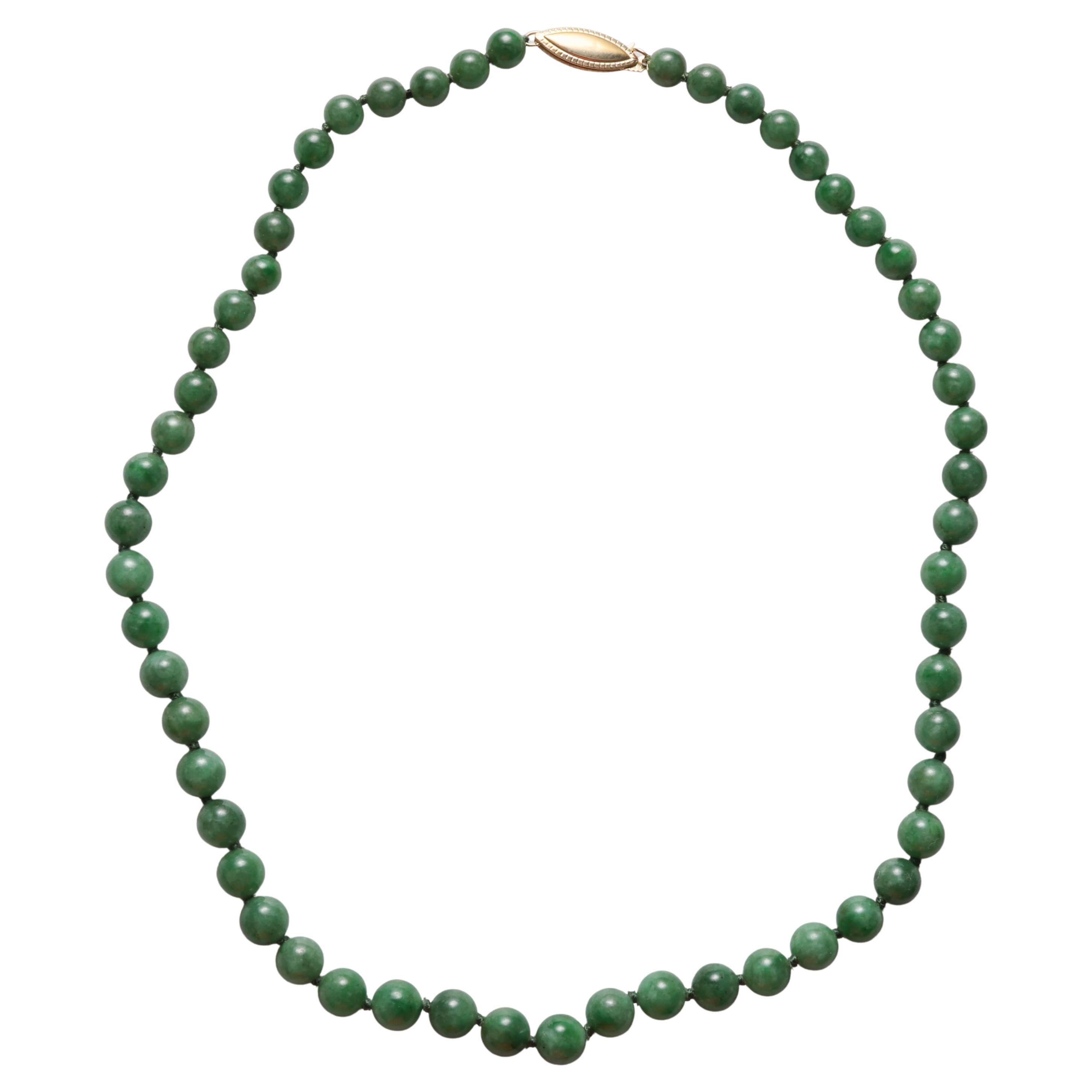Art Deco Light Apple Green Jade Necklace Certified Untreated at 1stDibs