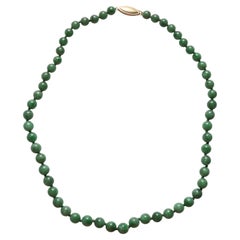 Vintage Emerald Green Jade Necklace Certified Untreated