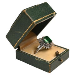 Vintage Emerald Ring. Gubelin 1.80ct Emerald Diamond Halo Ring Platinum 1960