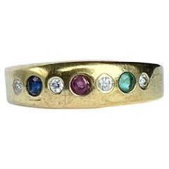 Vintage Emerald, Ruby, Sapphire and Diamond 8 Carat Gold Band 