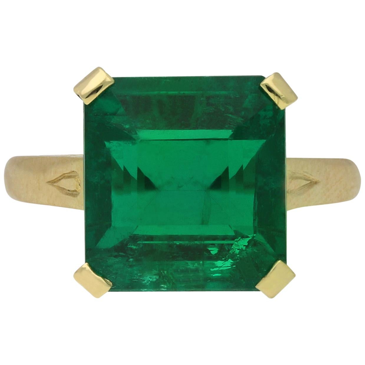 Vintage Emerald Solitaire Ring, circa 1980