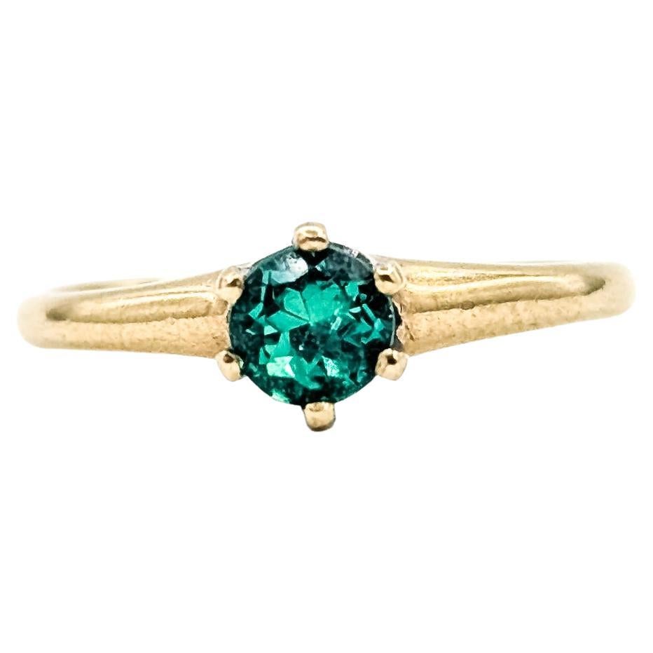 Vintage Emerald Solitaire Ring in 14k Yellow Gold
