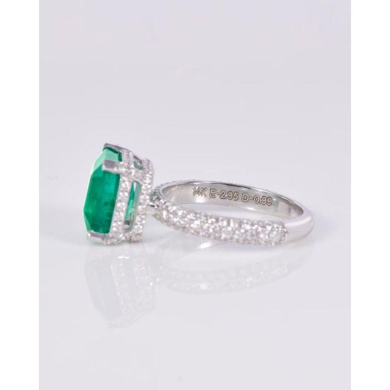 Customizable Vintage Emerald Statement Ring, Natural Emerald Engagement