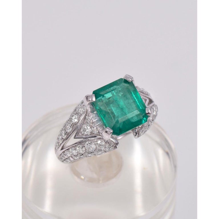 Customizable Vintage Emerald Statement Ring, Natural Emerald Engagement