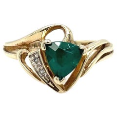 Vintage Emerald Trillion Ring 10K Yellow Gold